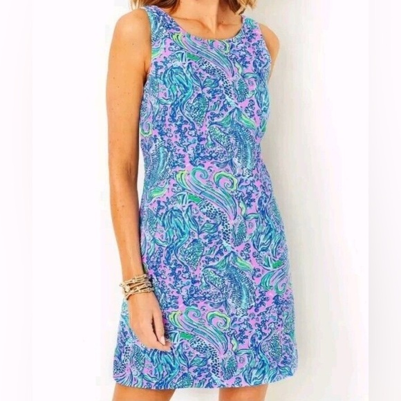 NWT Lilly Pulitzer Maurina Linen Shift Dress in Lilac Rose We Mermaid It size 4 - Picture 1 of 14
